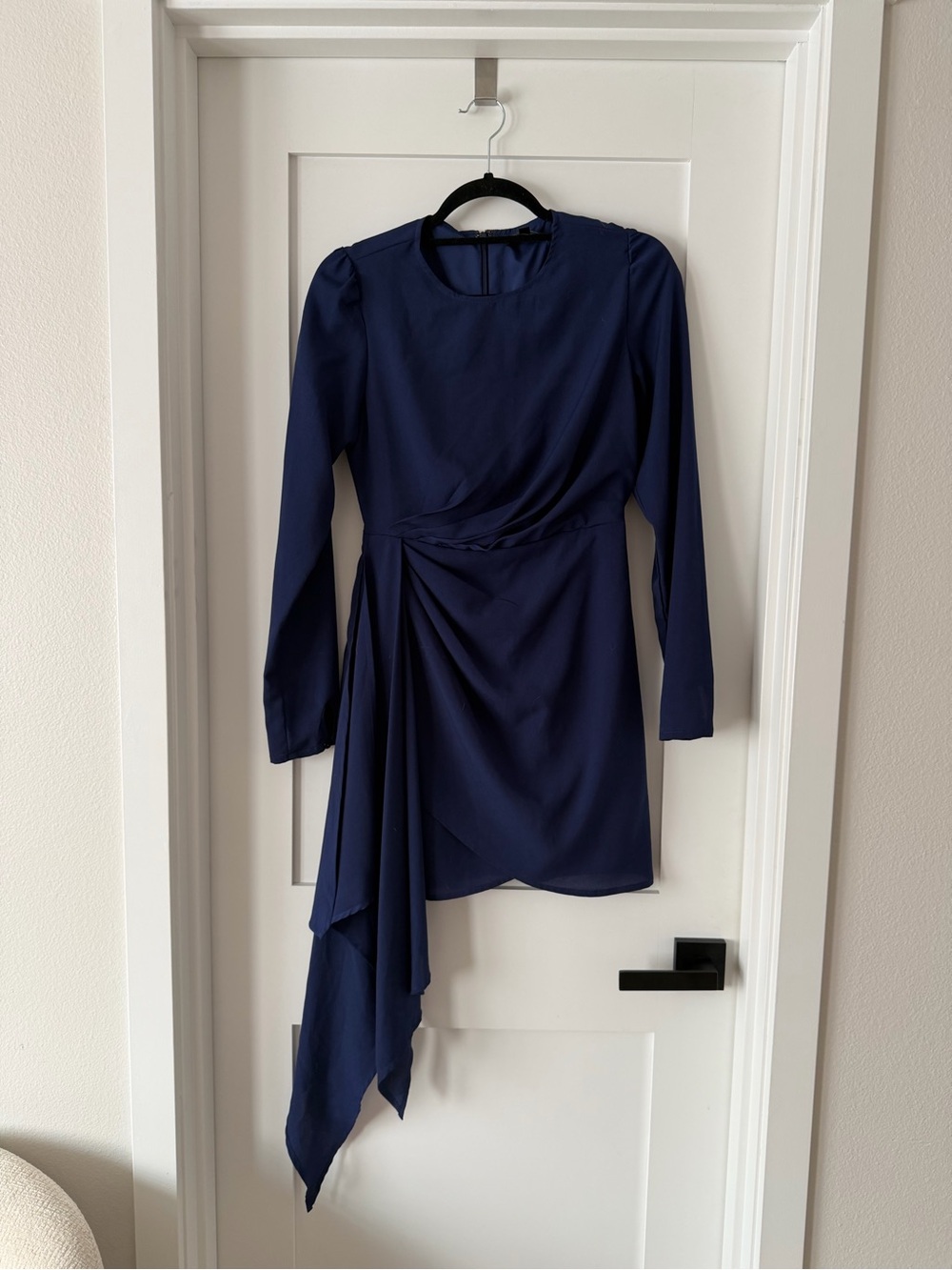 Lulu’s Navy Blue Long-Sleeve Draped Dress